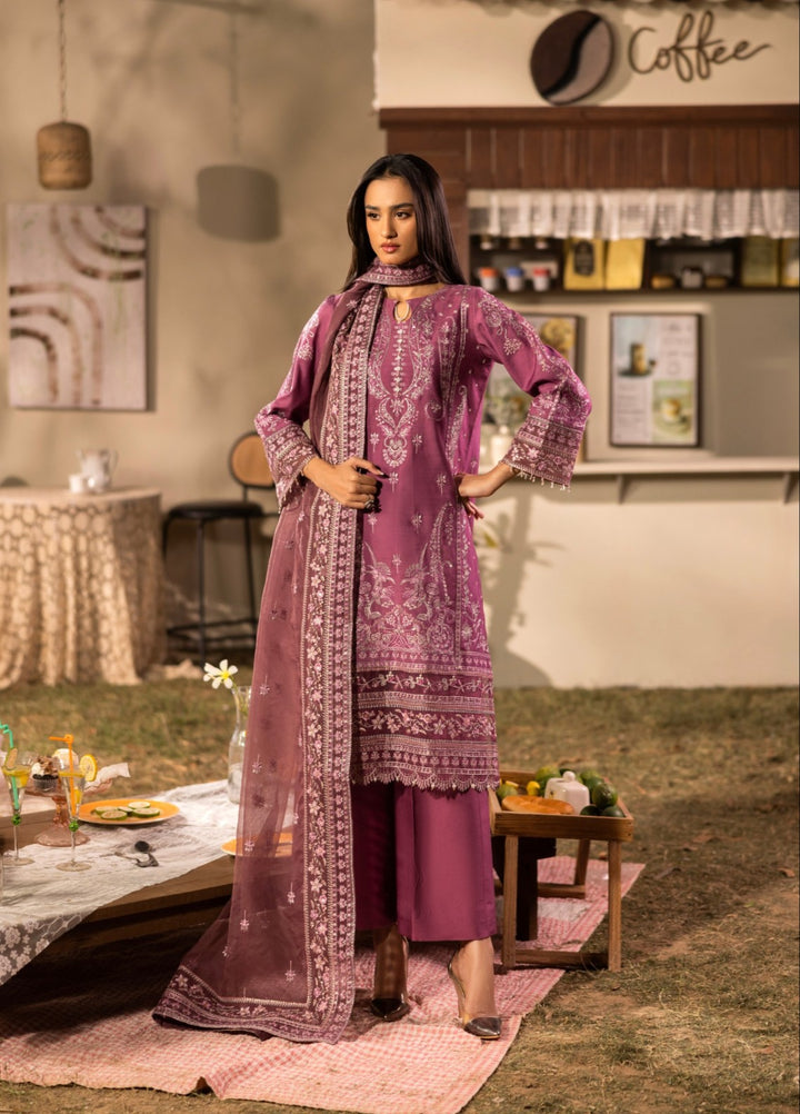 Blue Moon by Ruby Suleiman Pret 3 Piece Embroidered Viscose with Organza Orchid Moonrise - Casual Collection