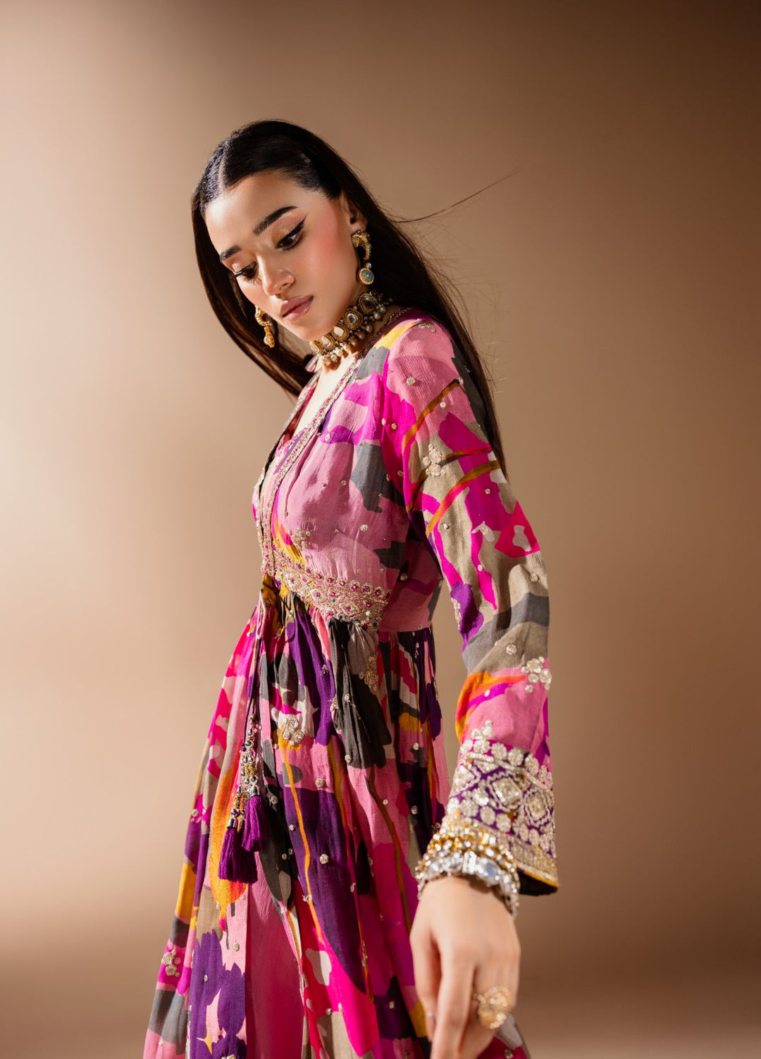 Gia by House Of Nyyra Women Pret Embroidered 3 Piece Chiffon Crepe Blouse And Palazzo Pants - Festive Collection