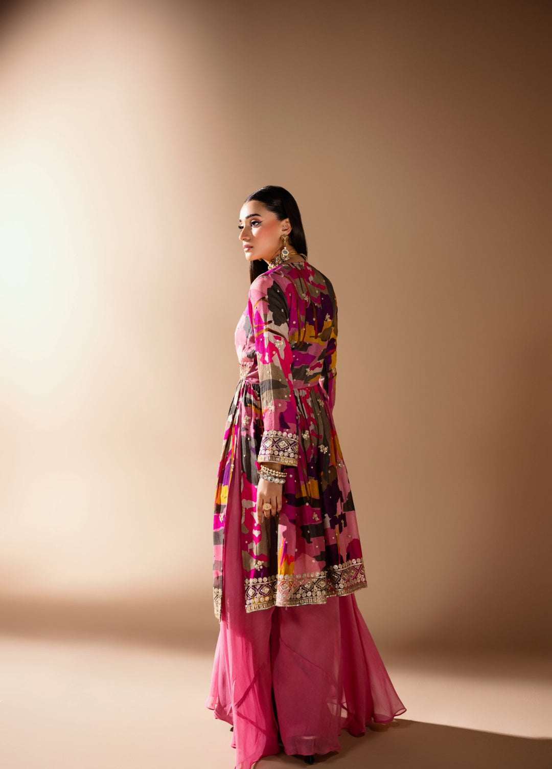 Gia by House Of Nyyra Women Pret Embroidered 3 Piece Chiffon Crepe Blouse And Palazzo Pants - Festive Collection