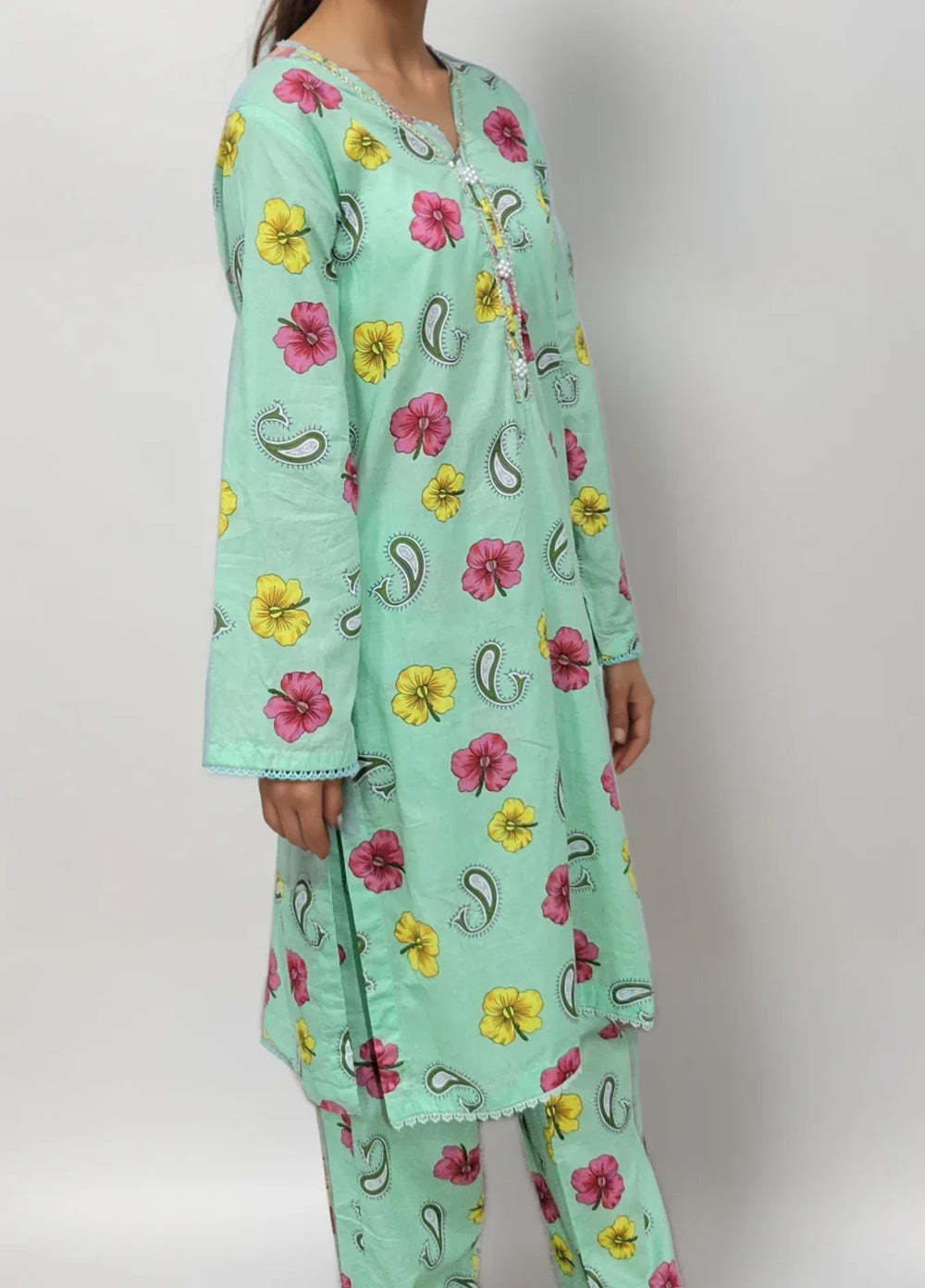 Stitching Cotton Women Pret Pure Cambric 2 Piece Printed Suit D-25 - SummerCollection