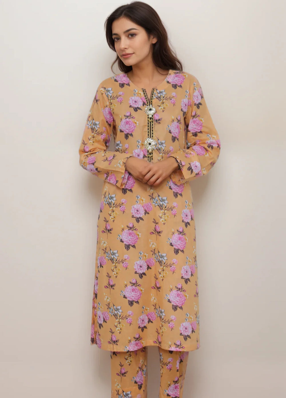 Stitching Cotton Women Pret Pure Cambric 2 Piece Printed Suit D-18 - SummerCollection