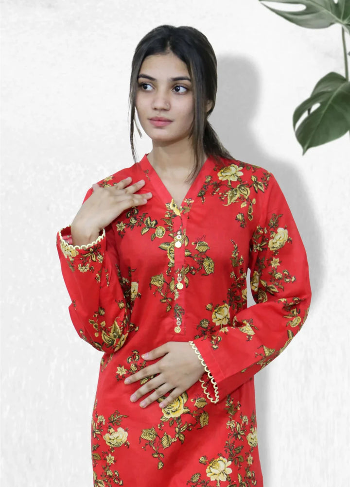 Stitching Cotton Women Pret Pure Cambric 2 Piece Printed Suit D-12 - SummerCollection