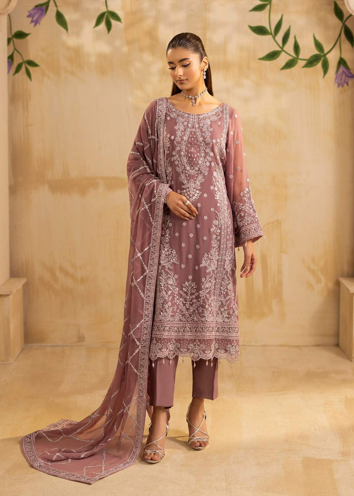 Riwayat by Eileen Pret Embroidered Chiffon 4 Piece Suit C11-Camilla Lilac - Festive Collection