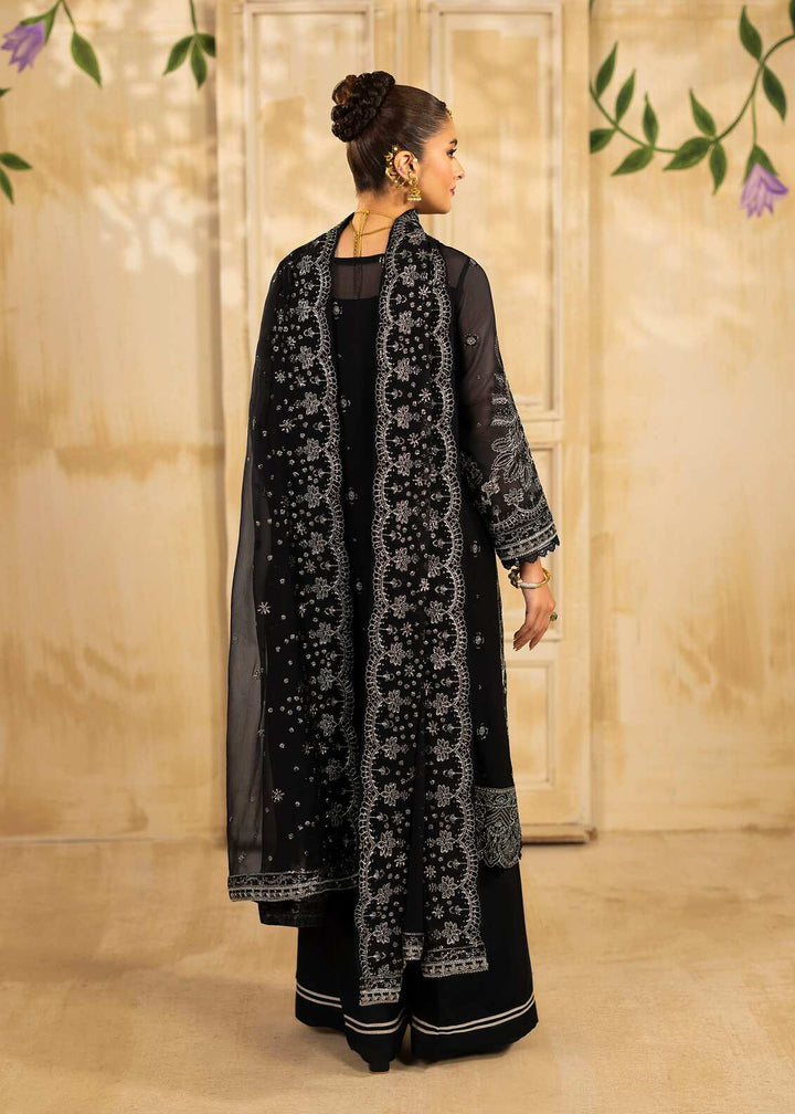 Riwayat by Eileen Pret Embroidered Chiffon 4 Piece Suit C13-Ayzel Black - Festive Collection