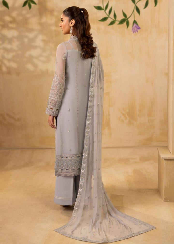 Riwayat by Eileen Pret Embroidered Chiffon 4 Piece Suit C15-Zohra Grey - Festive Collection