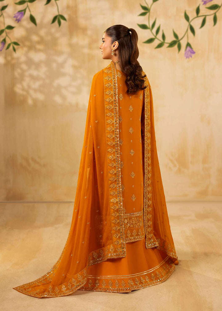 Riwayat by Eileen Pret Embroidered Chiffon 4 Piece Suit C16-Omaira Mahndi - Festive Collection