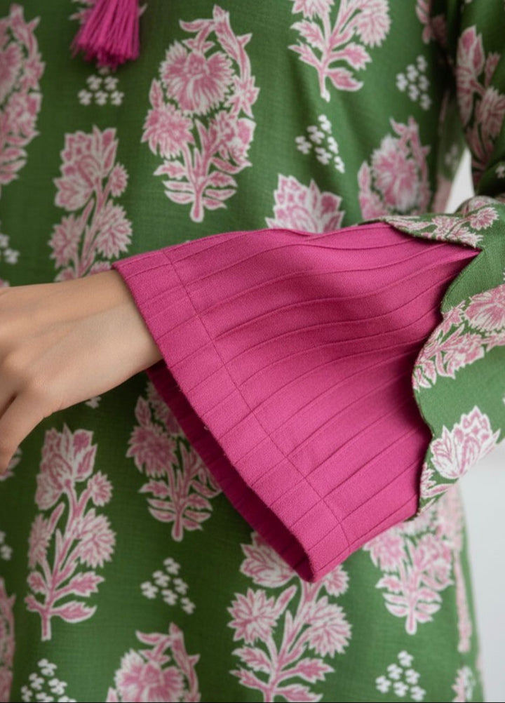 Tosheeza Saith Women Pret Printed Khaddar 2 Piece Green Suit - Winter Collection