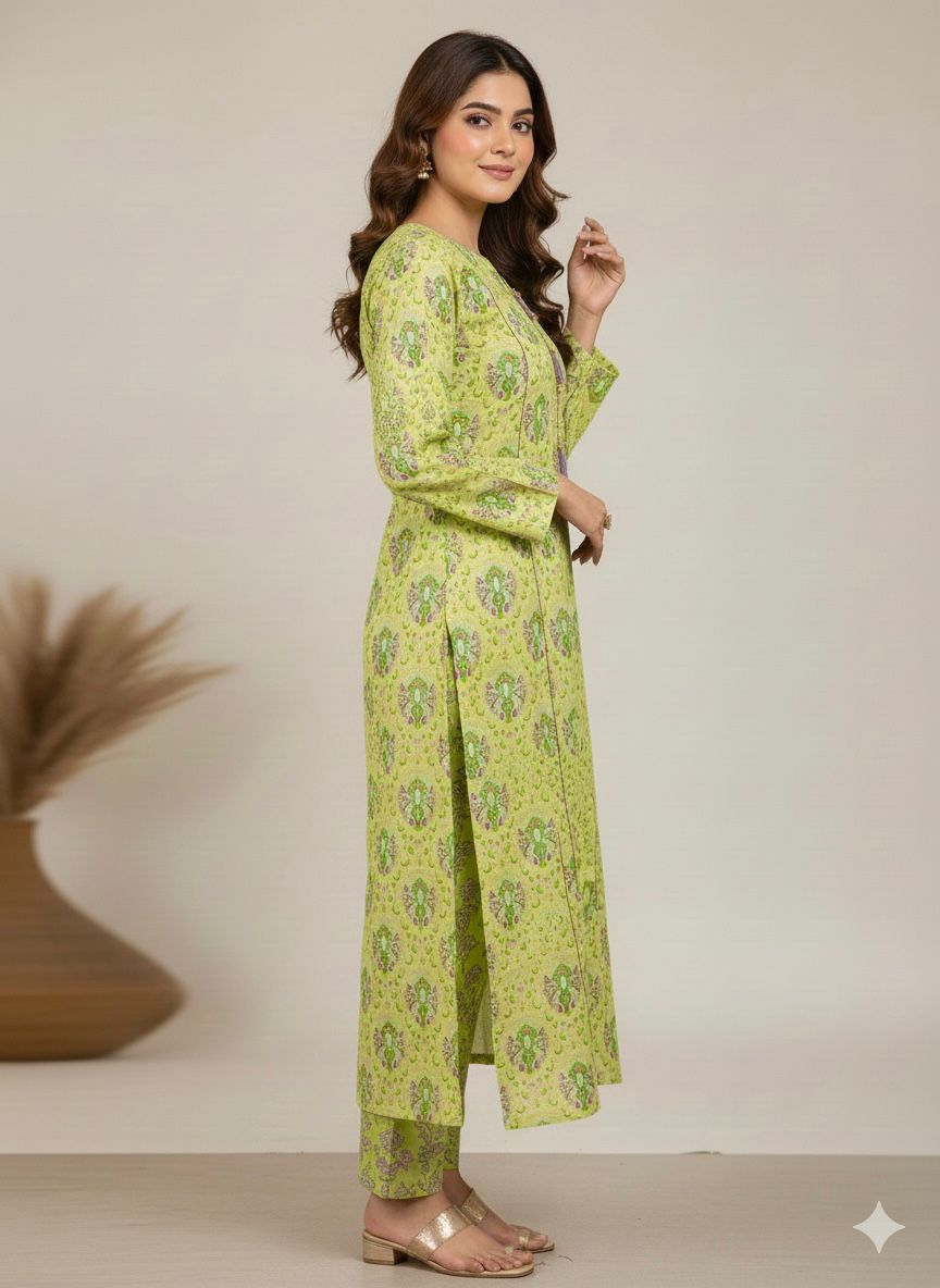 Tosheeza Saith Women Pret Printed Khaddar 2 Piece Green - Winter Collection