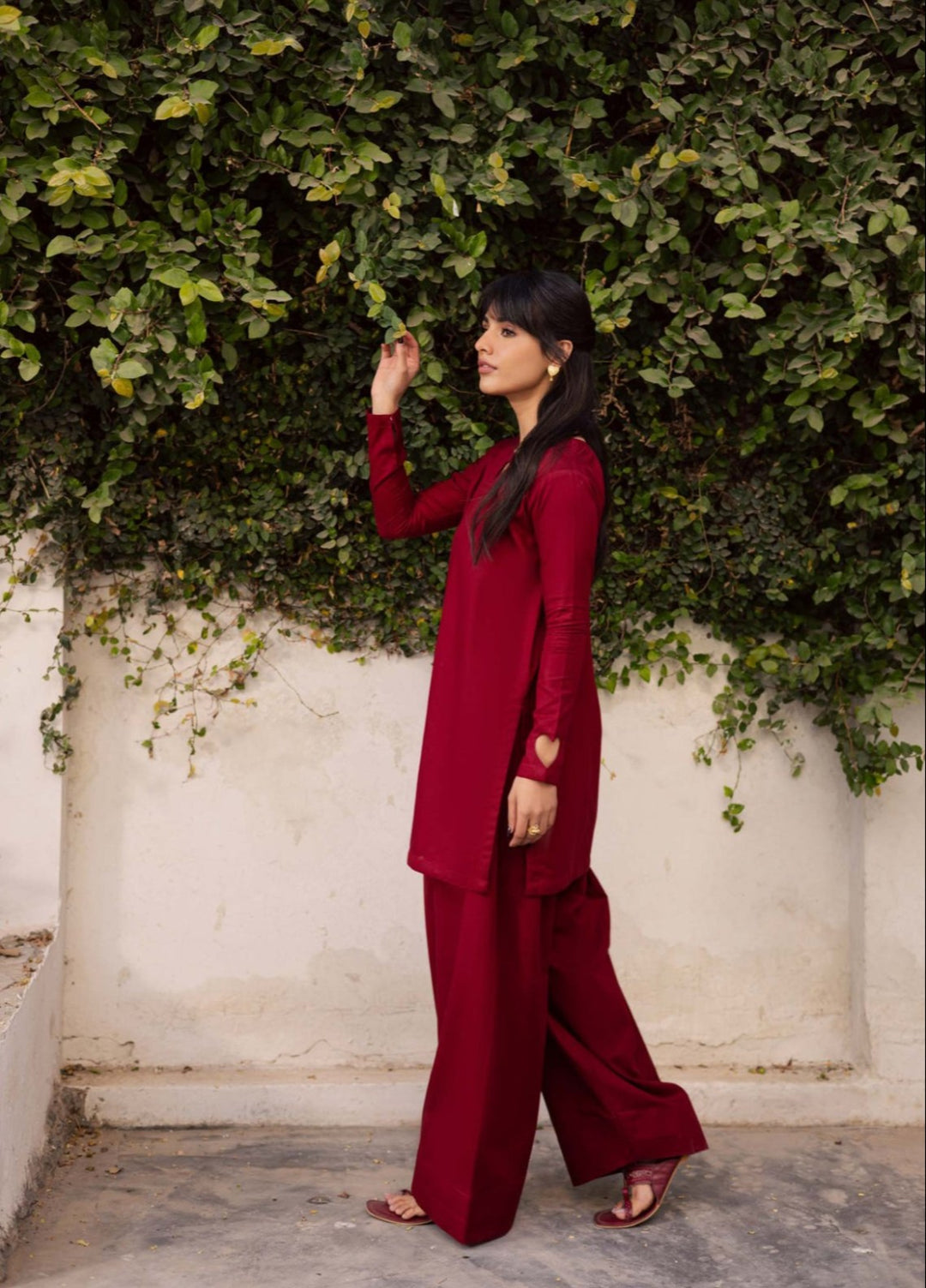 Tosheeza Saith Women Pret Solids Khaddar 2 Piece Maroon - Winter Collection