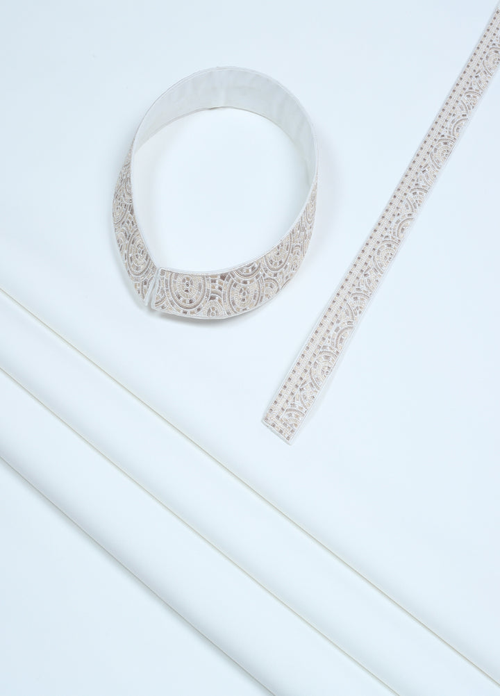 Monochrome by Fabrich Mens Unstitched Embroidered Cotton Kameez Shalwar GTS-FE-030 - Festive Collection