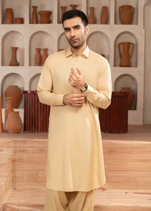Alif by Buraq Online Mens RTW Solids Wash and Wear Kurta Shalwar Skin Collared - Casual Collection