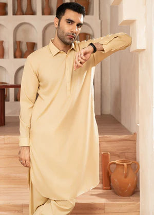 Alif by Buraq Online Mens RTW Solids Wash and Wear Kurta Shalwar Skin Collared - Casual Collection