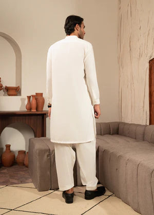 Alif by Buraq Online Mens RTW Solids Wash and Wear Kurta Shalwar Ivory Ban - Casual Collection