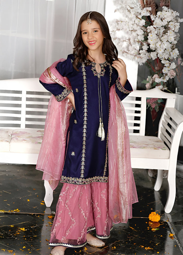 Modest Girls Pret Embroidered Rawsilk 3 Piece Suit Gulnoor - Wedding Collection