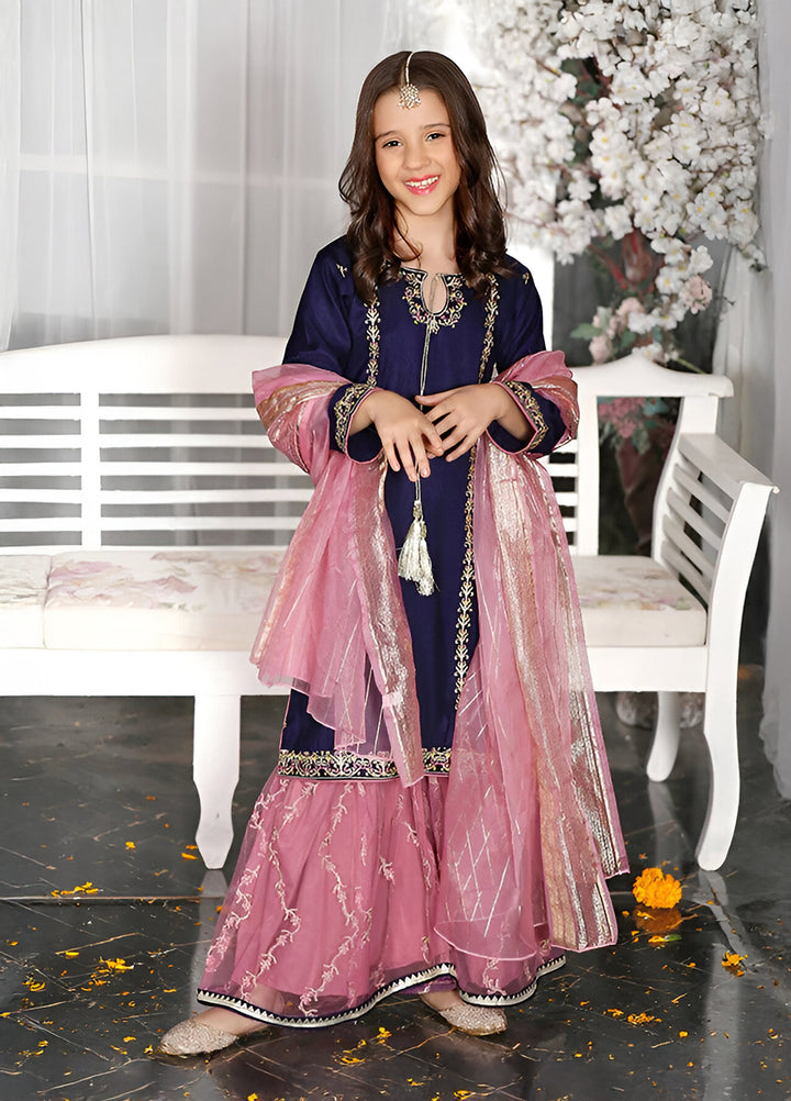 Modest Girls Pret Embroidered Rawsilk 3 Piece Suit Gulnoor - Wedding Collection