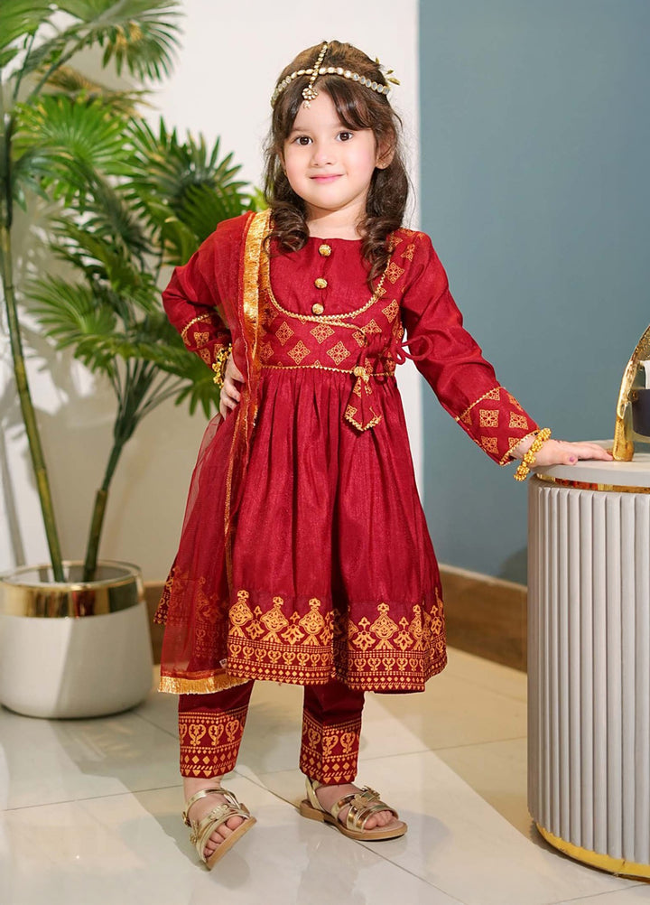 Modest Girls Pret Printed Rawsilk 3 Piece Suit Marsia - Wedding Collection