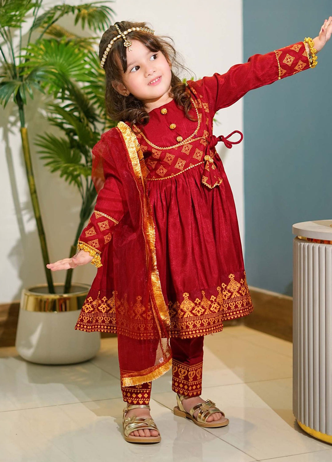 Modest Girls Pret Printed Rawsilk 3 Piece Suit Marsia - Wedding Collection