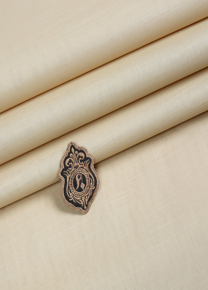 Zouq by Fabrich Mens Unstitched Cotton 2 Piece Kurta Shalwar Ivory - Summer Collection