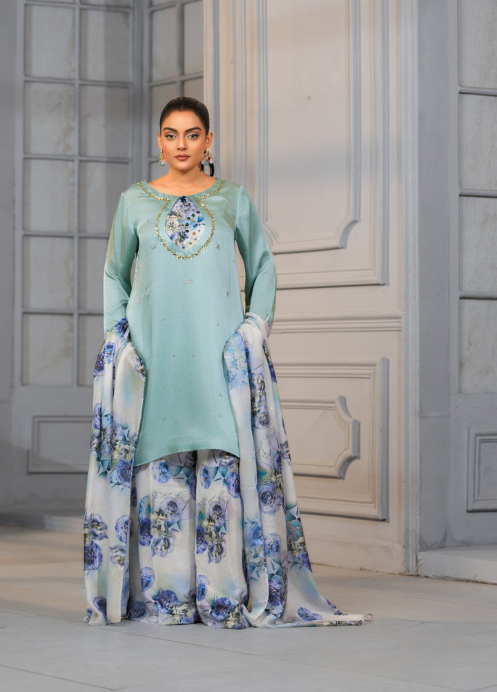 Afreen Sublimation by Huma Gul Pret Silk Hand work 3 Piece Suit HG-509 Sahar - Festive Collection