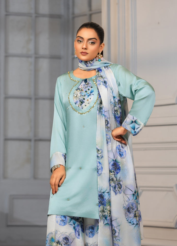 Afreen Sublimation by Huma Gul Pret Silk Hand work 3 Piece Suit HG-509 Sahar - Festive Collection