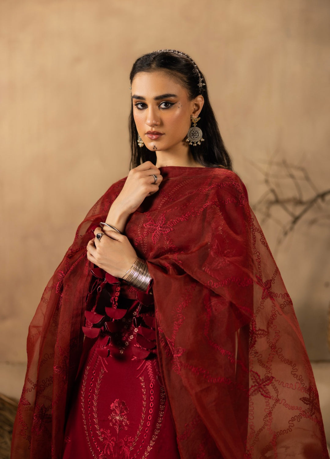 Ravish by Ruby Suleiman Unstitched Embroidered Lawn 3 Piece Suit Wine Glow - Festive Collection