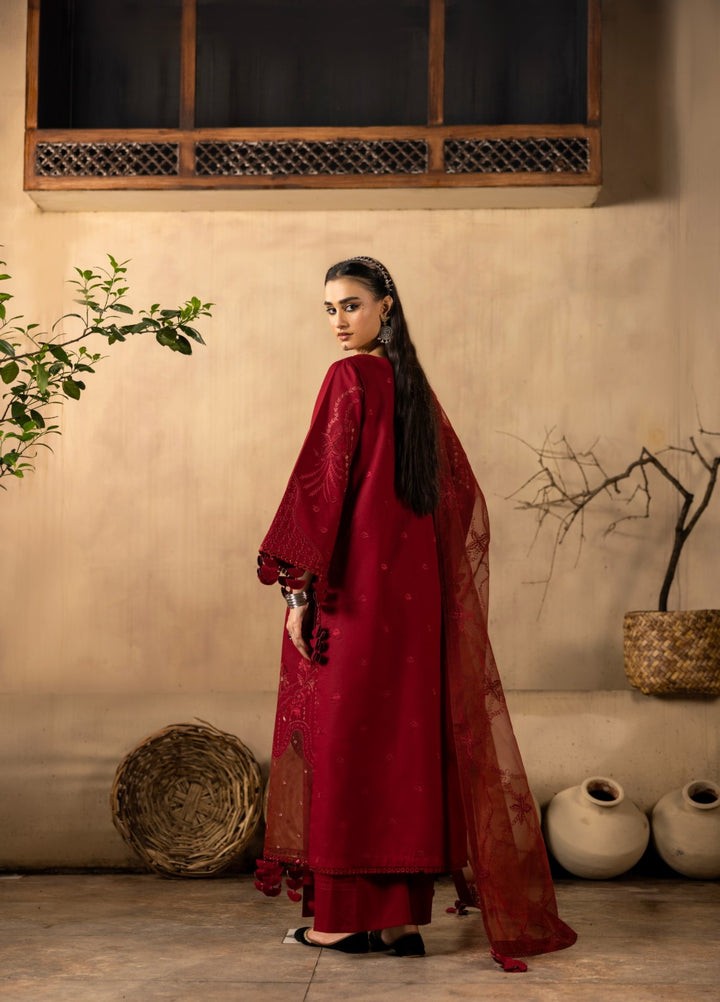Ravish by Ruby Suleiman Unstitched Embroidered Lawn 3 Piece Suit Wine Glow - Festive Collection