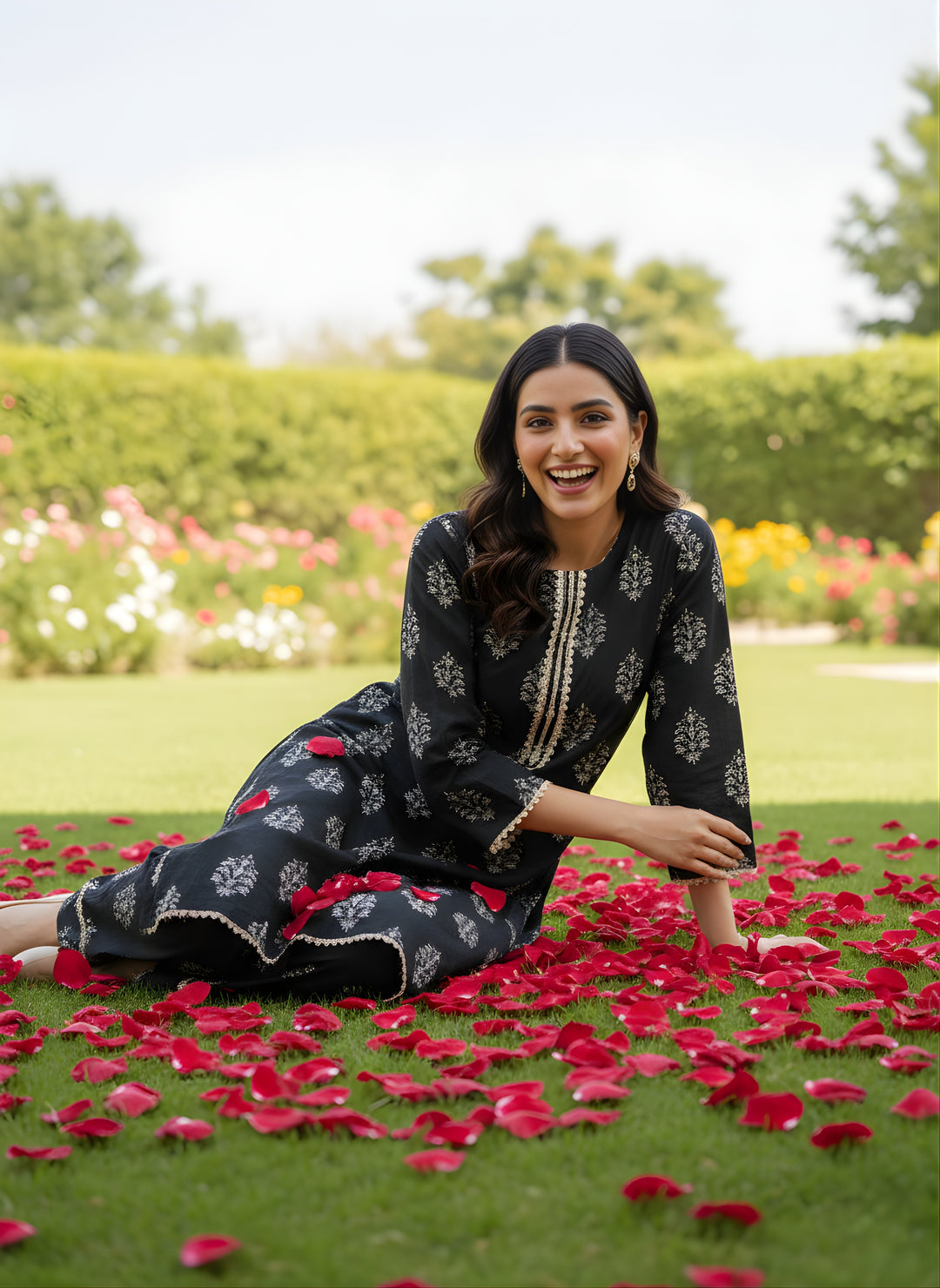 Khair-ul-wara Ramadan Edits Unstitched Printed Cotton 2 Piece Suit Midnight Ebony - Summer Collection