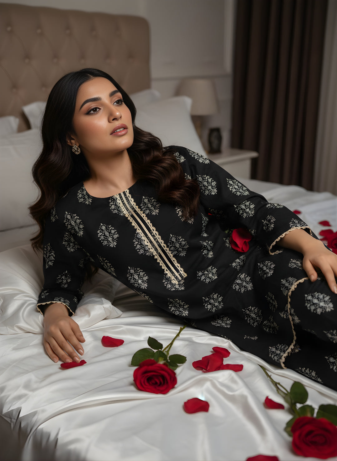 Khair-ul-wara Ramadan Edits Unstitched Printed Cotton 2 Piece Suit Midnight Ebony - Summer Collection
