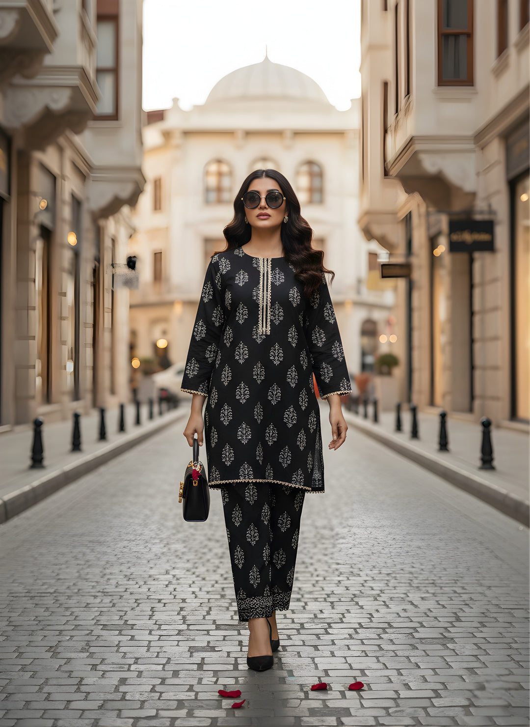 Khair-ul-wara Ramadan Edits Unstitched Printed Cotton 2 Piece Suit Midnight Ebony - Summer Collection