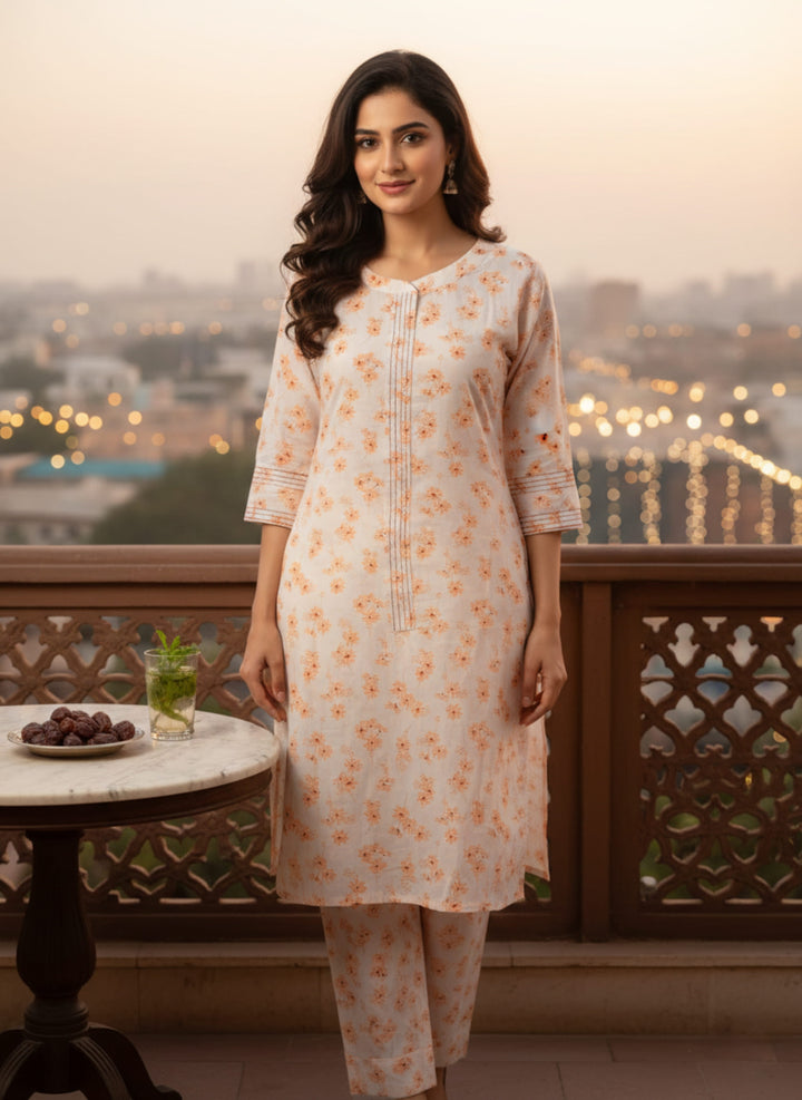 Khair-ul-wara Ramadan Edits Unstitched Printed Cotton 2 Piece Suit Peach Blossom - Summer Collection