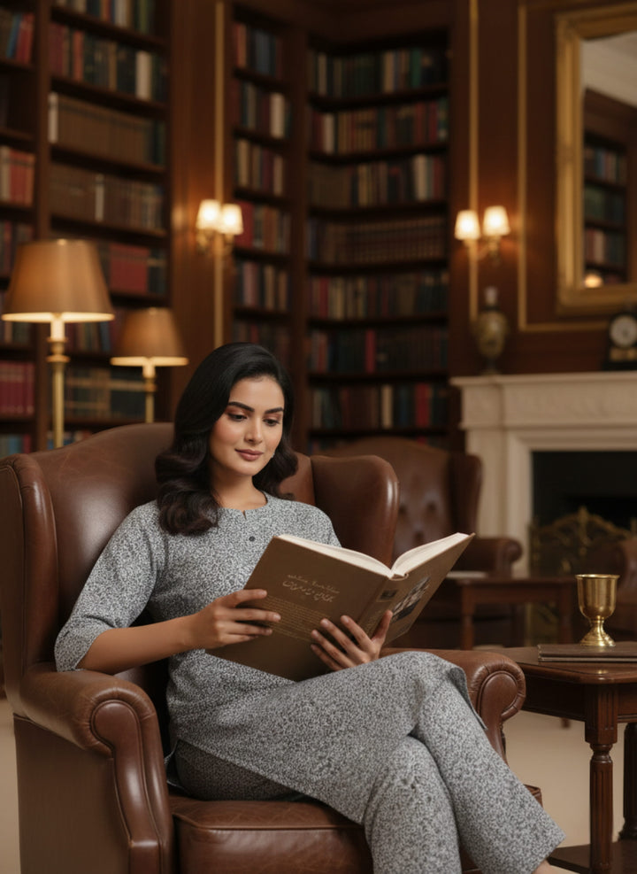 Khair-ul-wara Ramadan Edits Unstitched Printed Cotton 2 Piece Suit Dove Grey Mist - Summer Collection