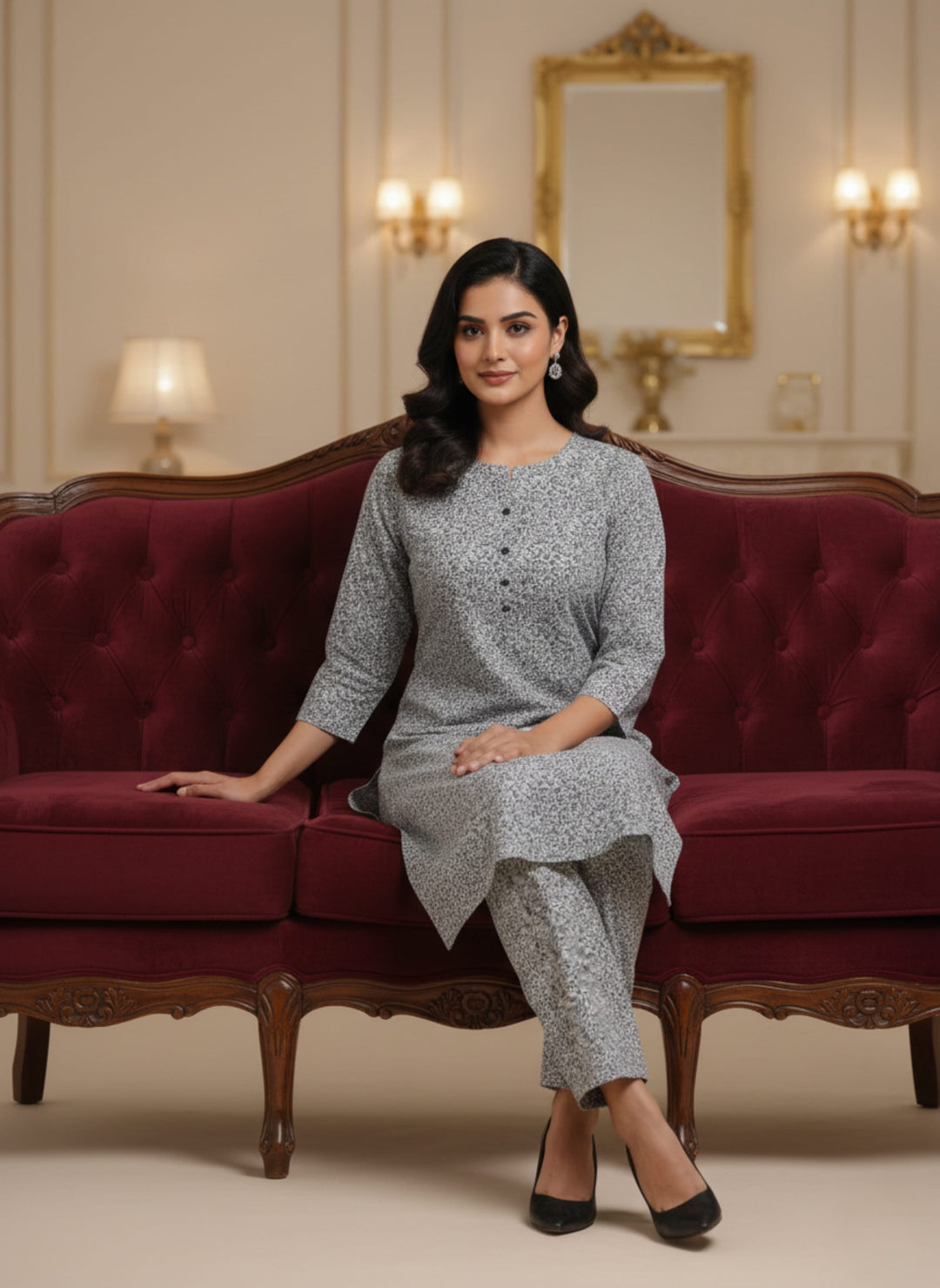 Khair-ul-wara Ramadan Edits Unstitched Printed Cotton 2 Piece Suit Dove Grey Mist - Summer Collection