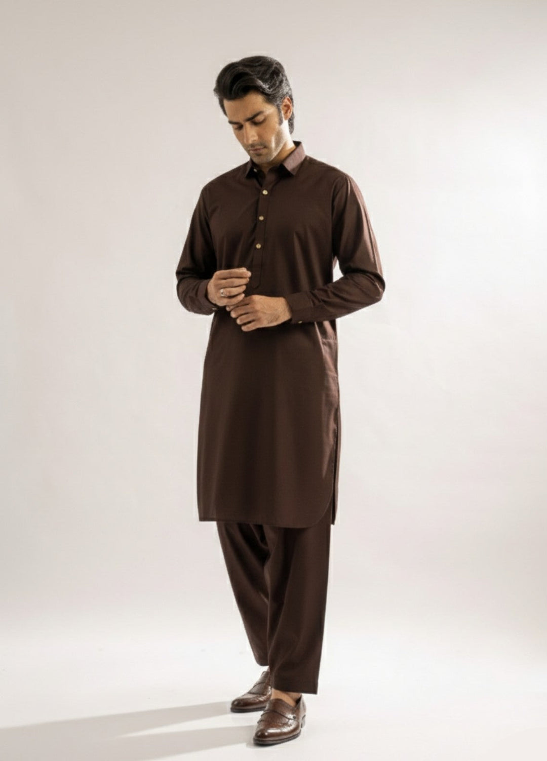 Brown premium shalwar kameez
