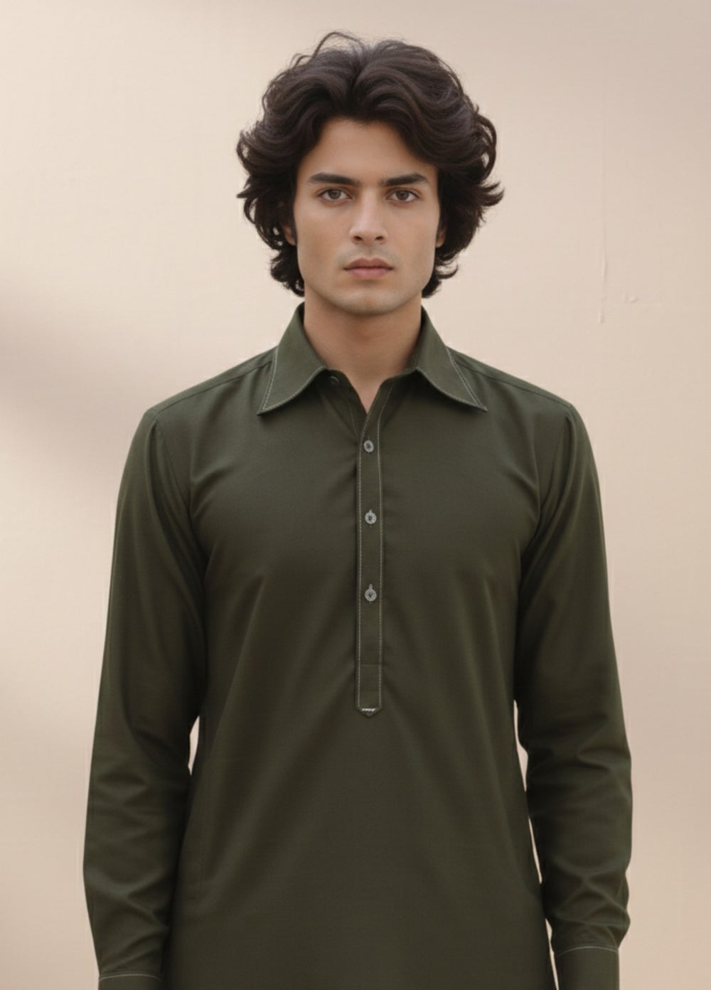 Olive green premium shalwar kameez