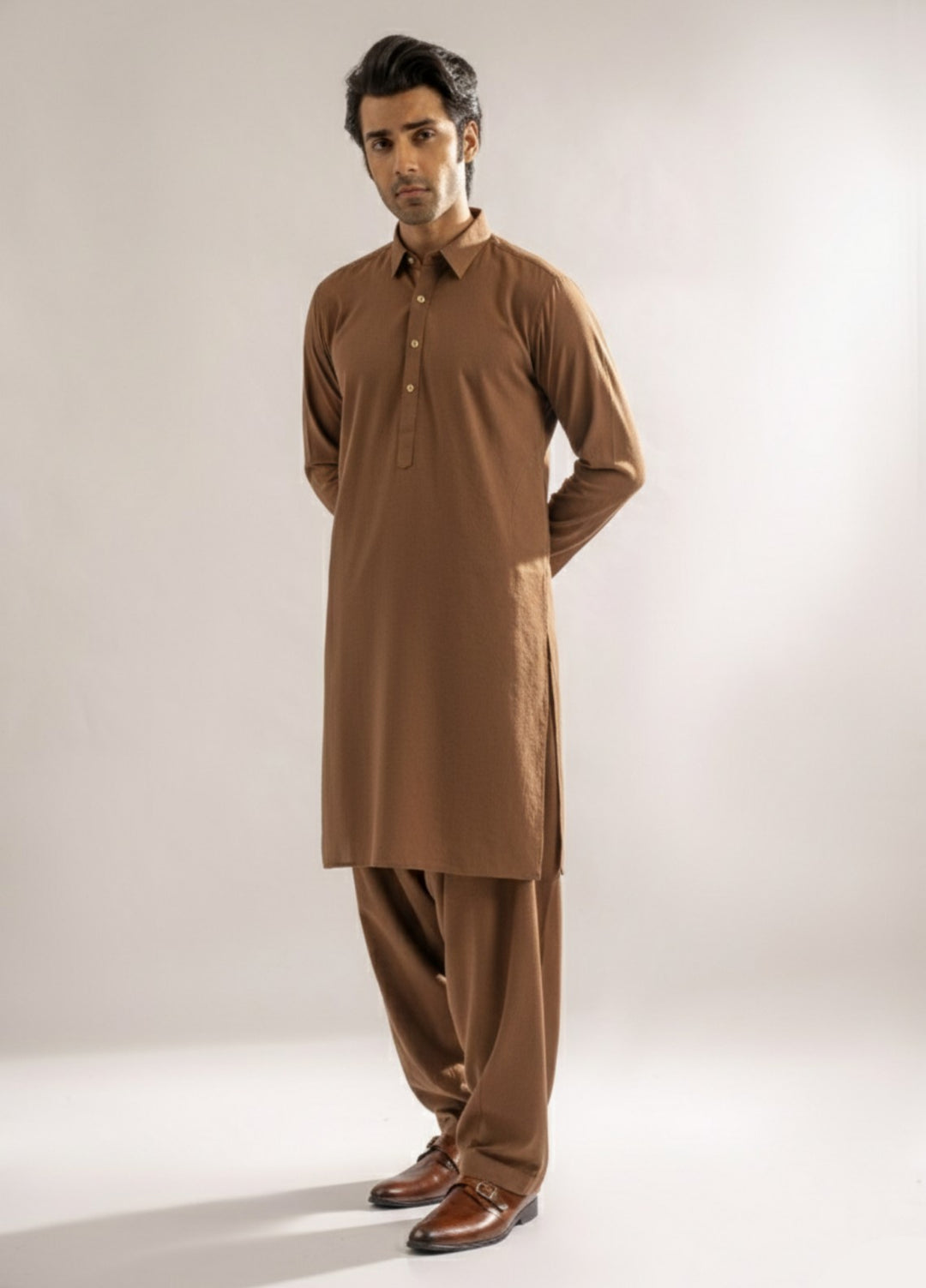 Light brown premium shalwar kameez