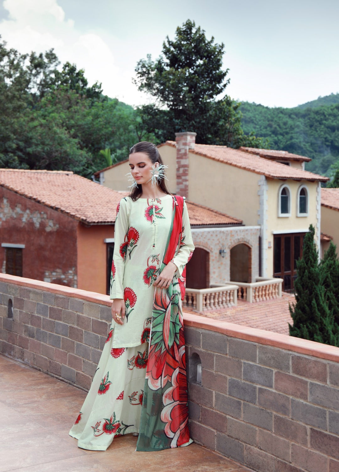 Stillness In Bloom By Feathers Printed Lawn 3 Piece Suit Floressa - Summer Collection