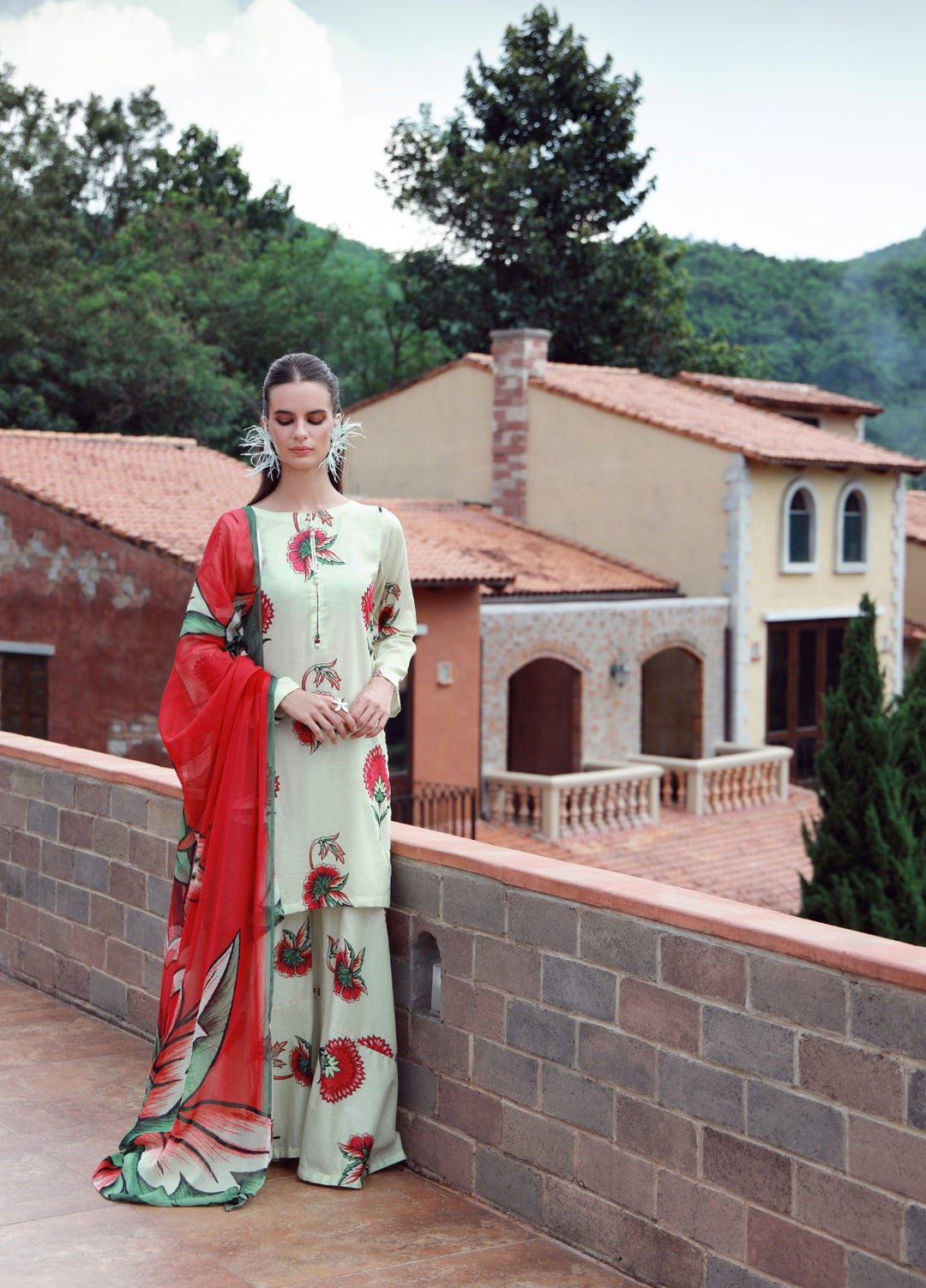 Stillness In Bloom By Feathers Printed Lawn 3 Piece Suit Floressa - Summer Collection