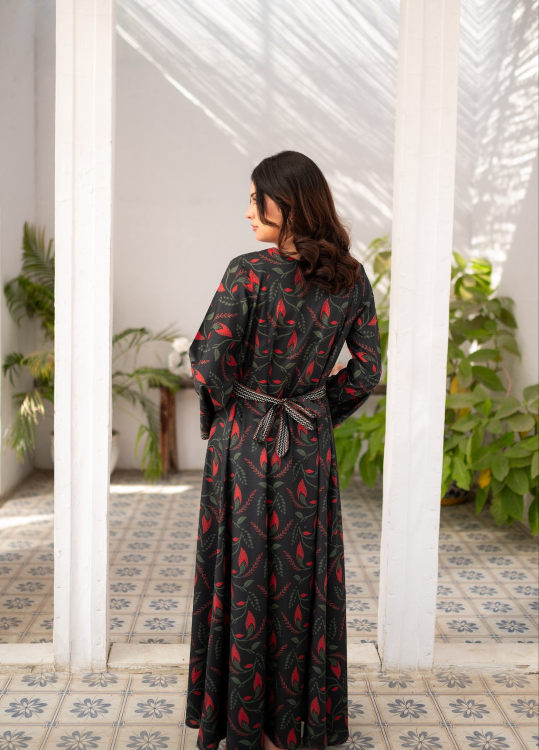 Fusion by Zauk Women RTW Printed Charcoal Black Printed Long Dress 1 Piece - Casual Collection