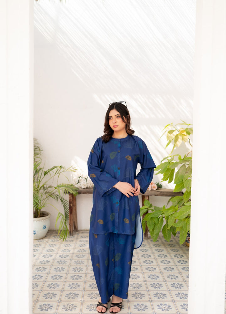 Fusion by Zauk Women RTW Printed Navy Blue Vector 2 Piece - Casual Collection