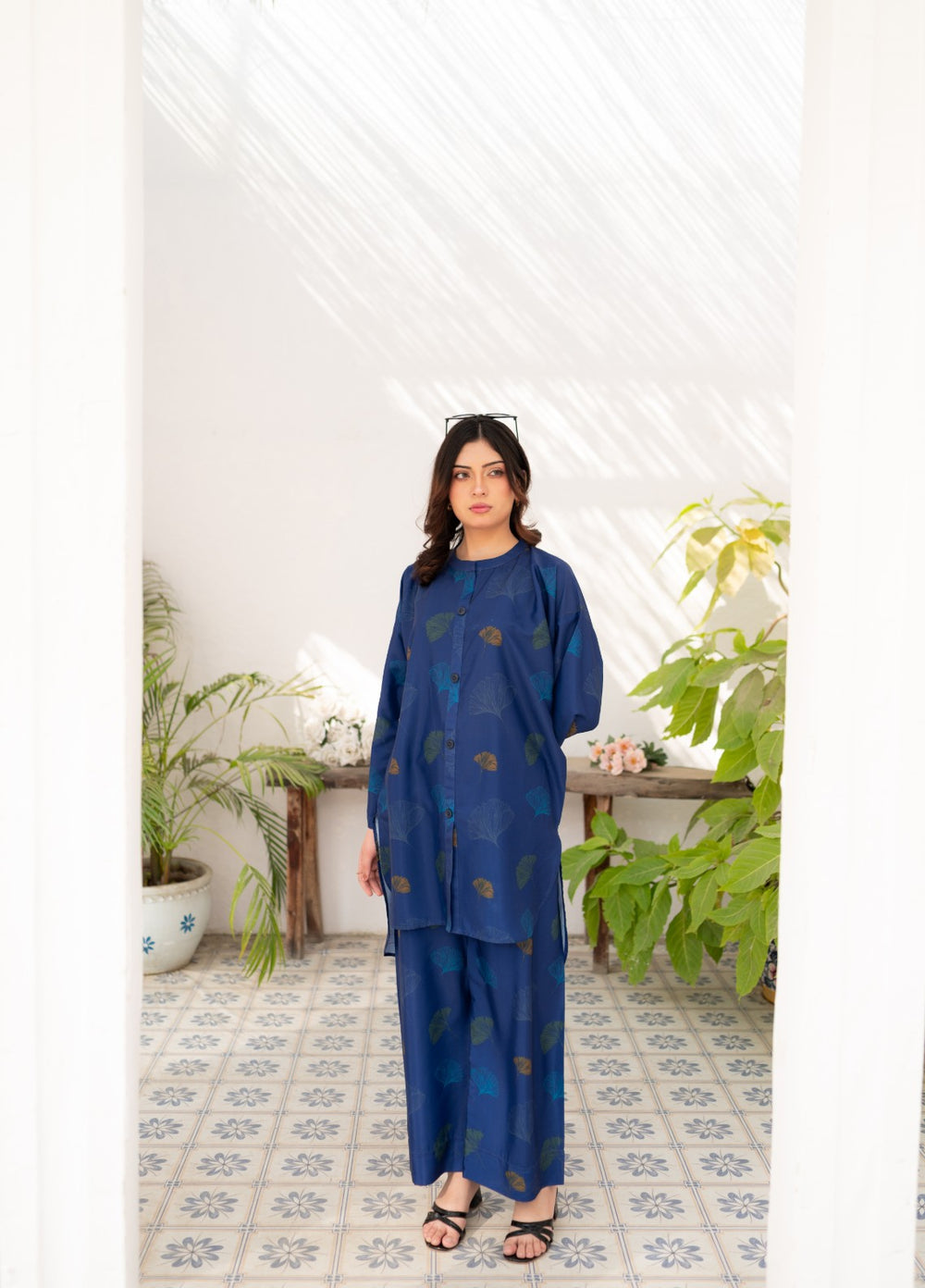 Fusion by Zauk Women RTW Printed Navy Blue Vector 2 Piece - Casual Collection