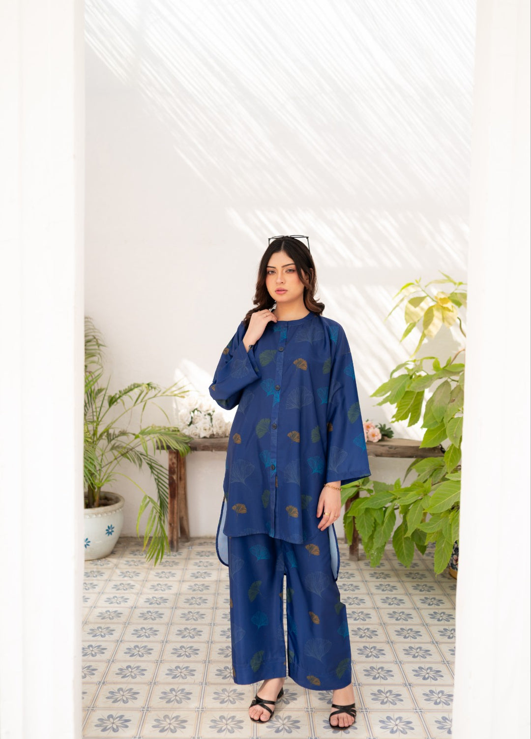 Fusion by Zauk Women RTW Printed Navy Blue Vector 2 Piece - Casual Collection