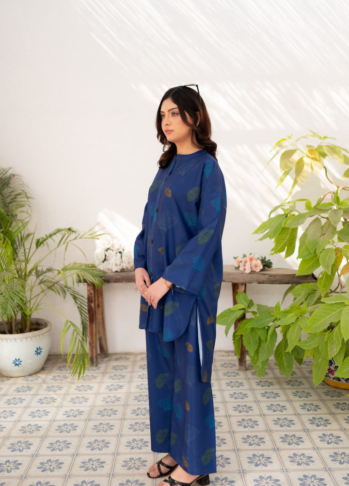 Fusion by Zauk Women RTW Printed Navy Blue Vector 2 Piece - Casual Collection