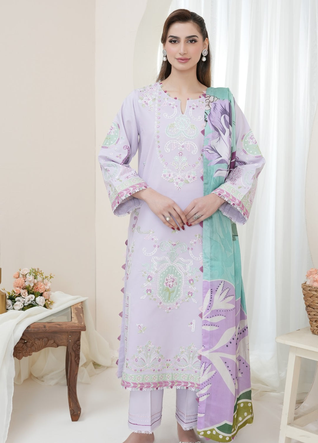 Atiya Irfan Women RTW Embroidered Lawn 3 Piece Suit SL-08 - Summer Collection