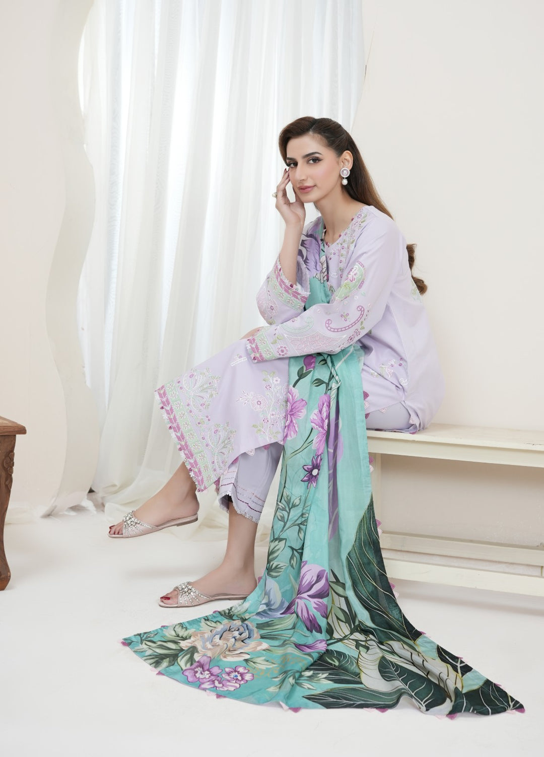 Atiya Irfan Women RTW Embroidered Lawn 3 Piece Suit SL-08 - Summer Collection