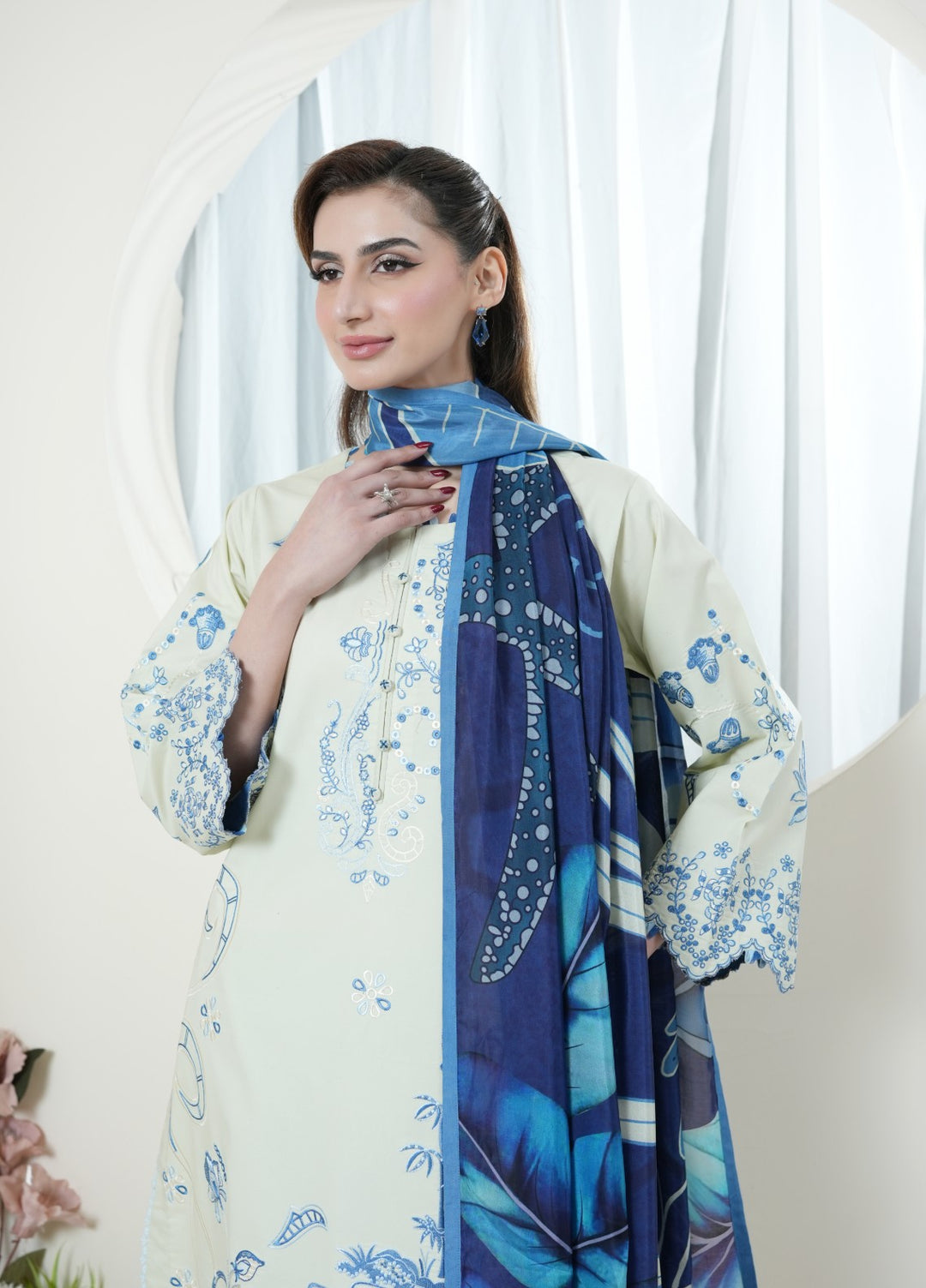 Atiya Irfan Women RTW Embroidered Lawn 3 Piece Suit SL-10 - Summer Collection