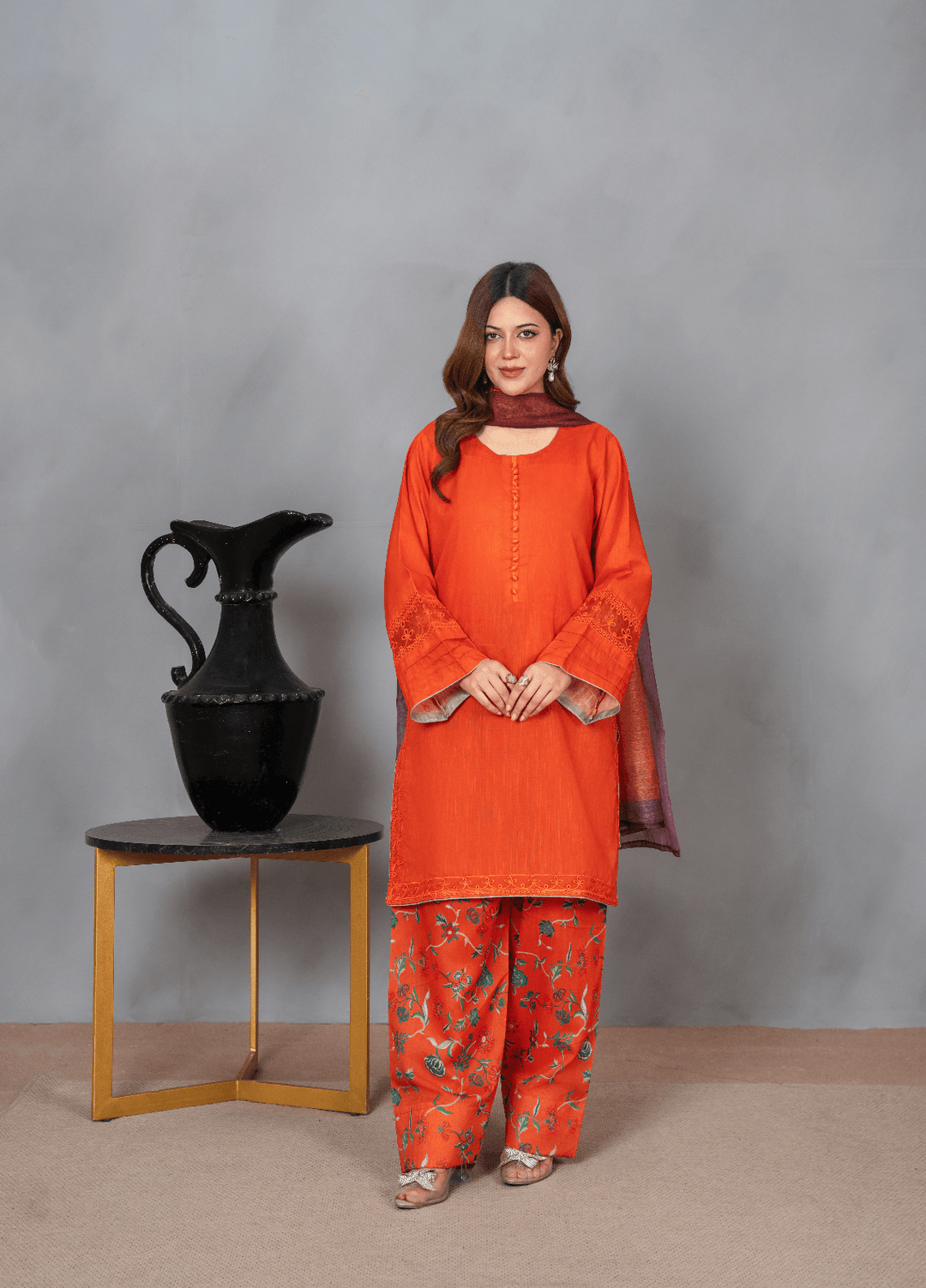 Fresh Fits by Haniya Mahnoor Women RTW Embroidered Raw Silk 3 Piece Suit Sahar - Casual Collection