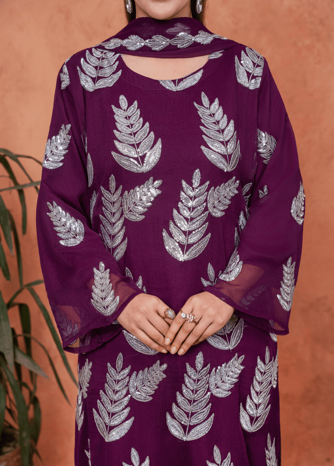 Zarqash by Haniya Mahnoor Women RTW Embroidered Crinkle Chiffon 3 Piece Suit Nayab - Festive Collection