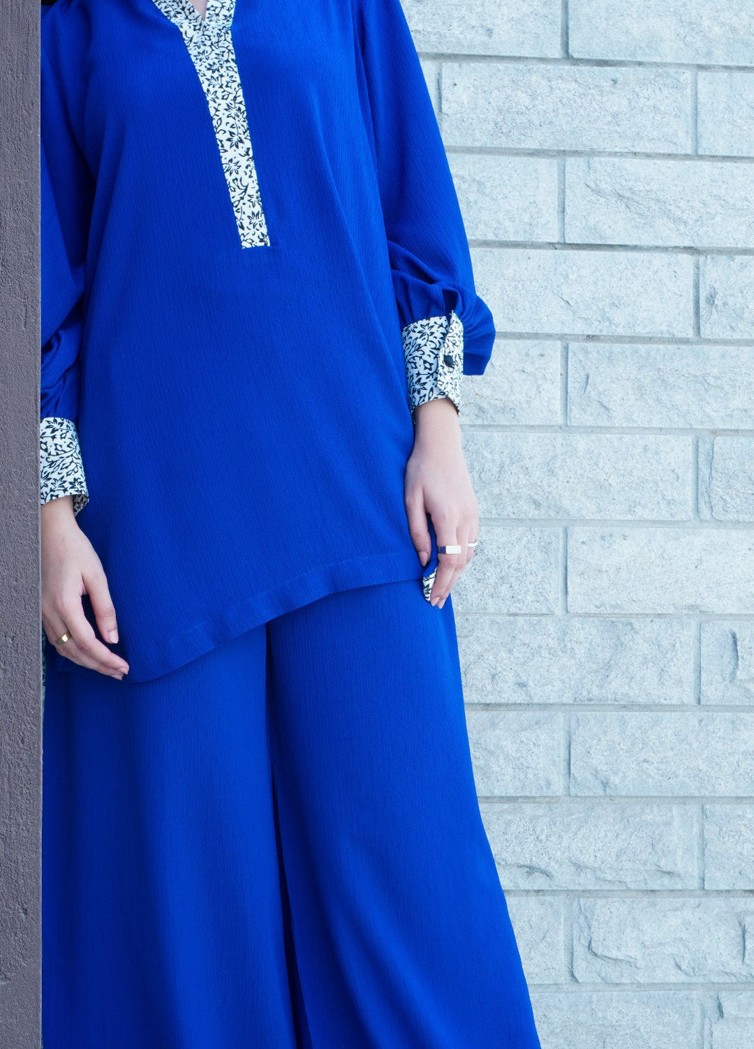 Work Essentials by Deck Up RTW Solids Georgette 2 Piece Bluest Blue - Casual Collection