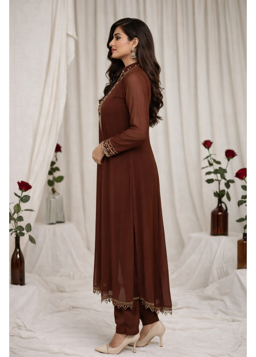 Madiha Gohar Women RTW Embossed Chiffon Shimmer 3 Piece AYRA - Casual Collection