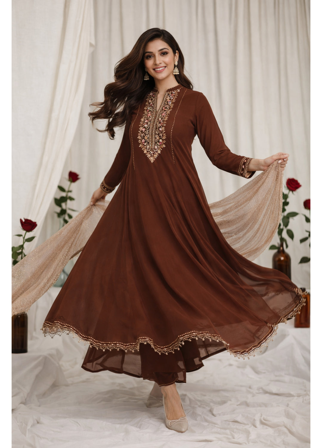 Madiha Gohar Women RTW Embossed Chiffon Shimmer 3 Piece AYRA - Casual Collection